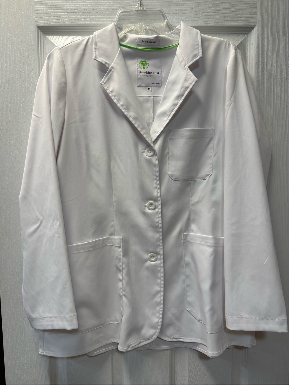 healing hands White Women's Lab Jacket - Button Front Medical Coat